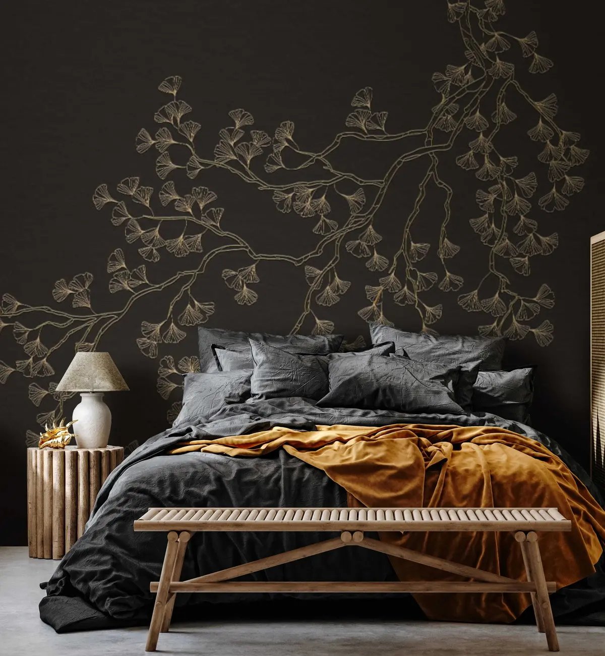 wall murals Brown, flower and twig u79600