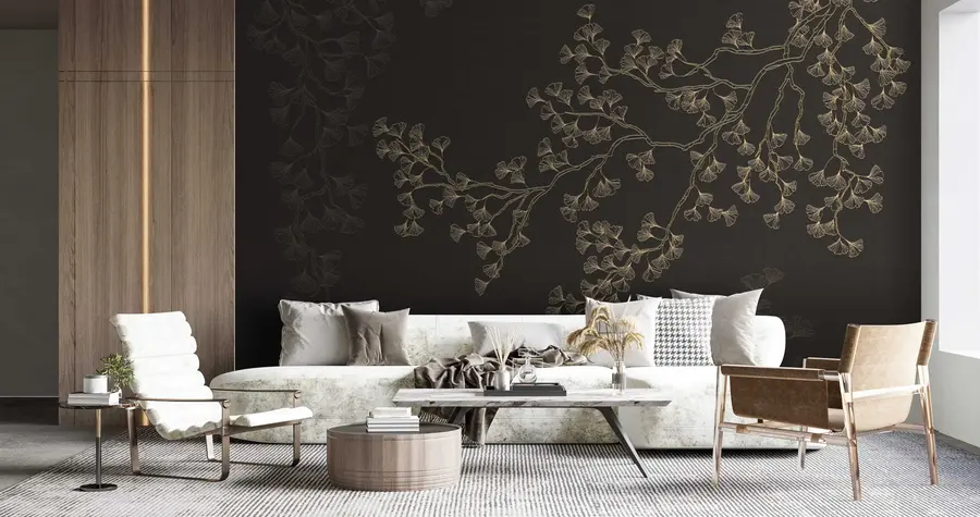 wall murals Brown, flower and twig u79600