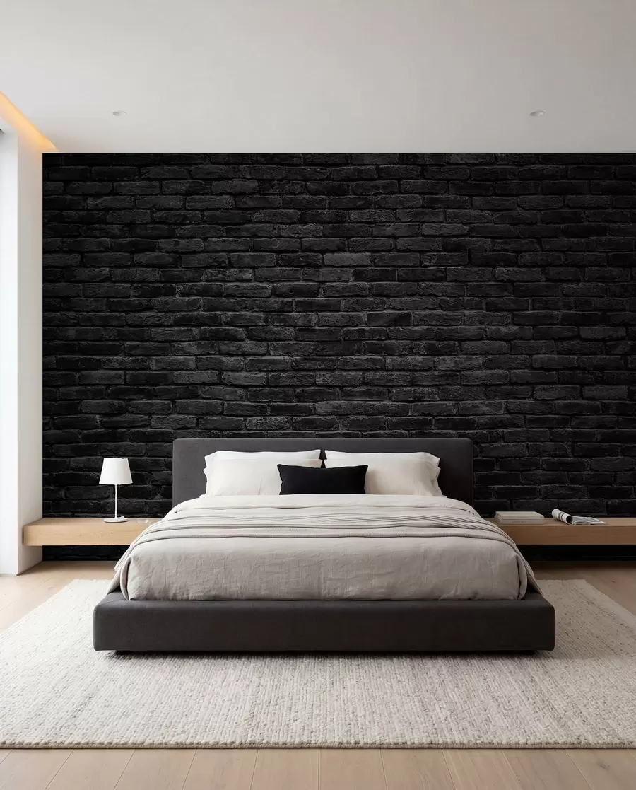 wall murals Black brick wallpaper u53027