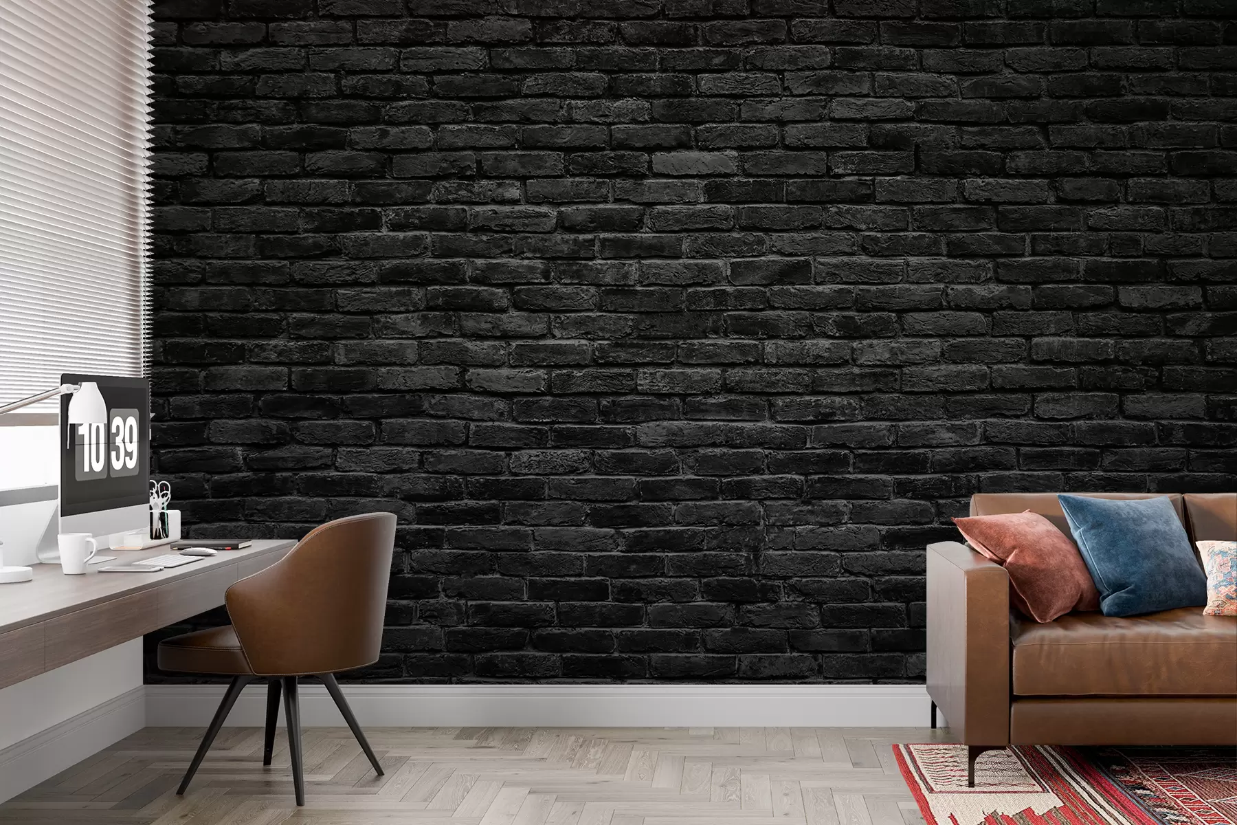 wall murals Black brick wallpaper u53027