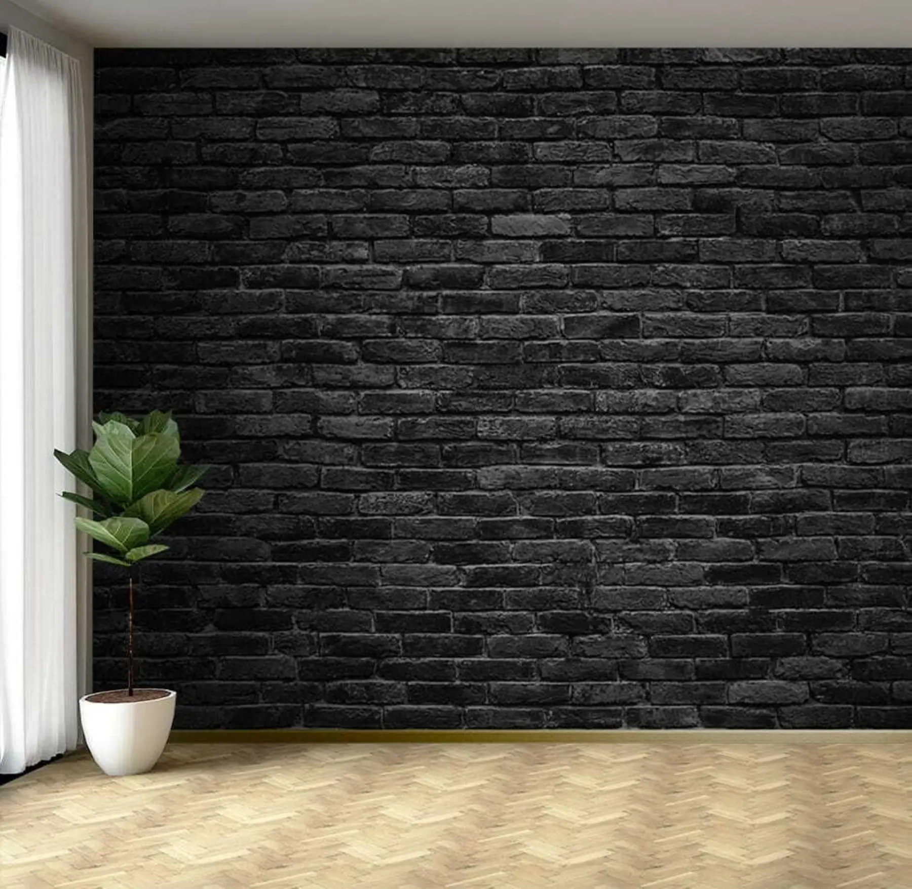 wall murals Black brick wallpaper u53027