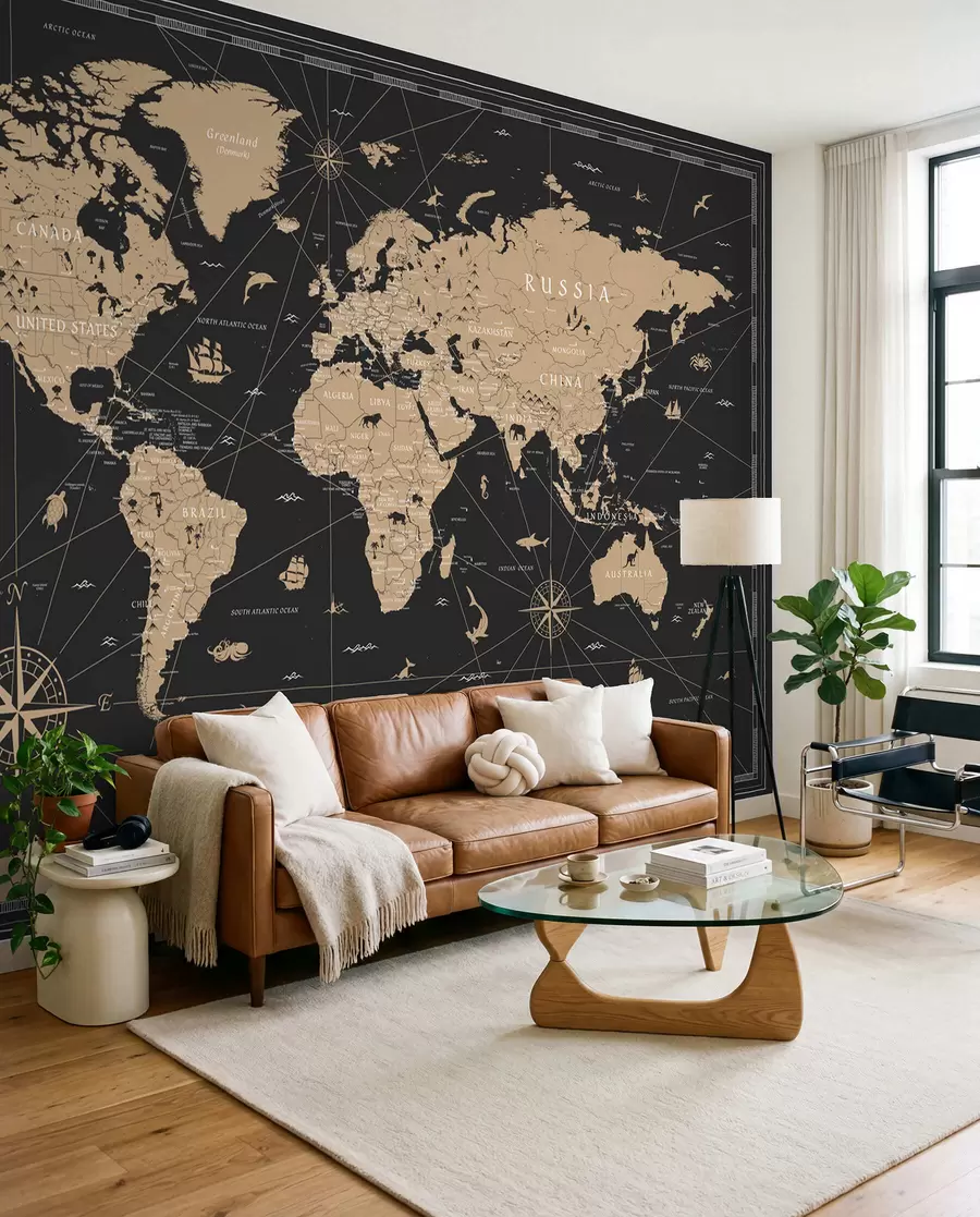 wall murals World Map after Dark u50401