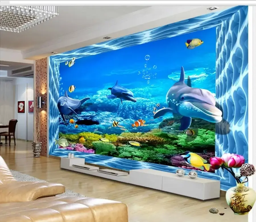 wall murals Dolphins in the underwater world u05154