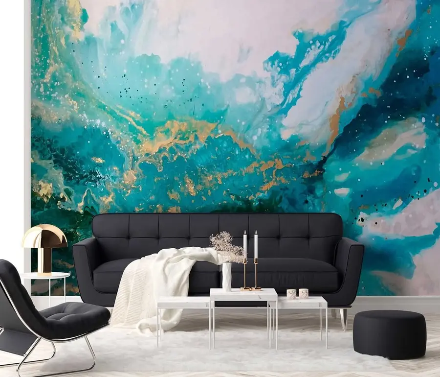 wall murals Bright turquoise liquid u05875