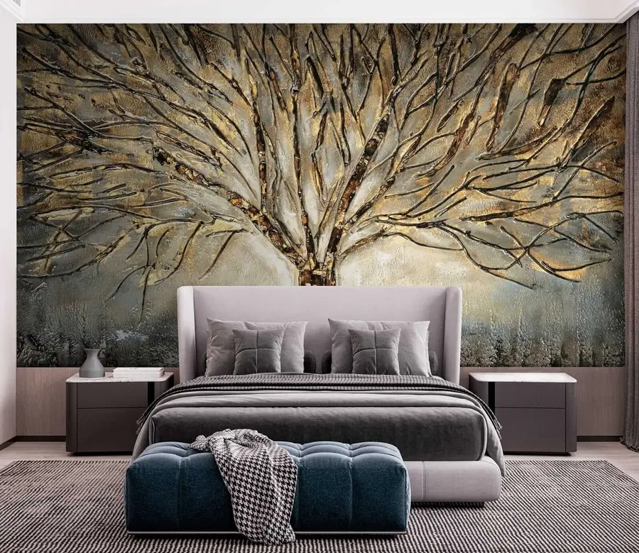 wall murals Spreading tree in brown shades u07184