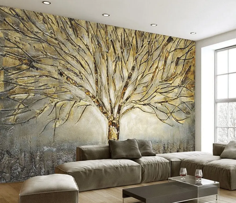 wall murals Spreading tree in brown shades u07184