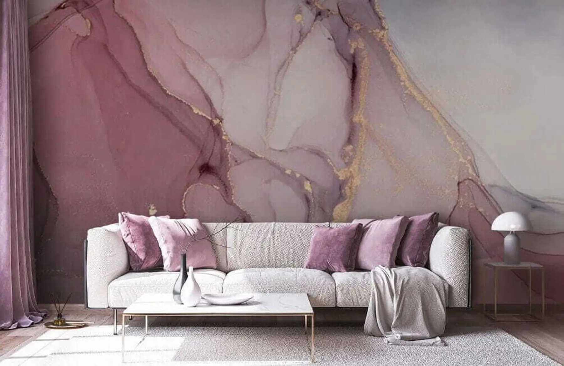 wall murals Pink fluid u10293