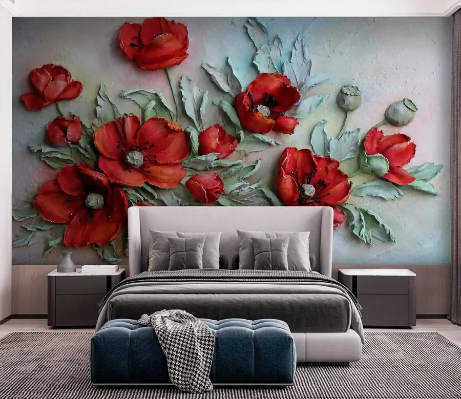 wall murals Poppies 3d u12788