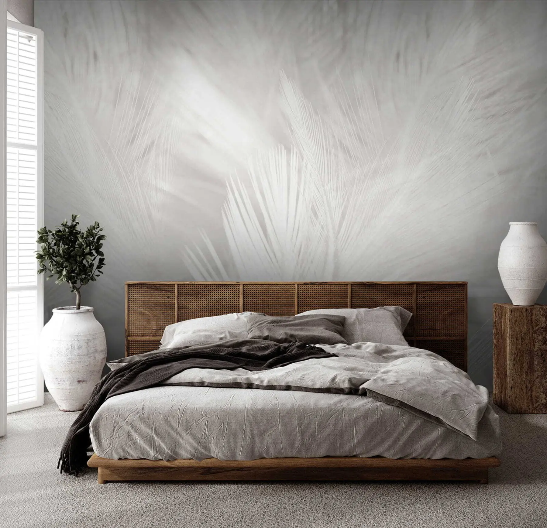 wall murals Plant, eye and feather u15622