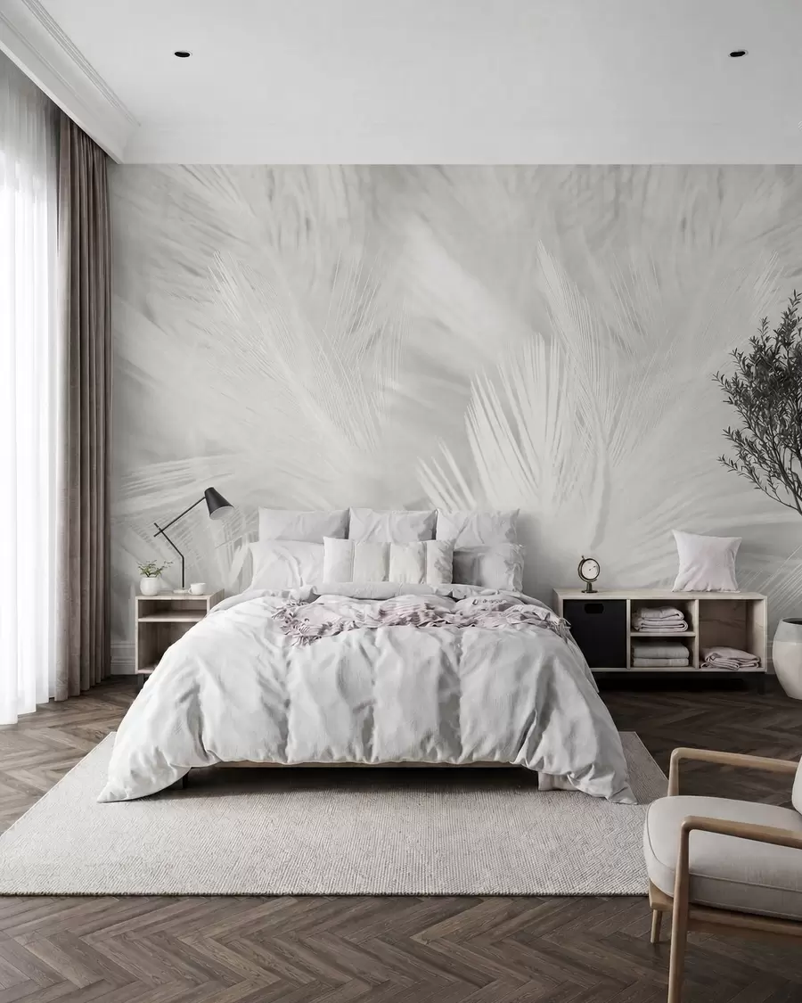 wall murals Plant, eye and feather u15622