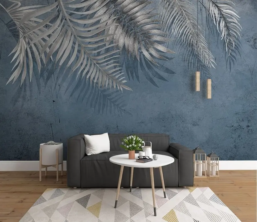 wall murals Vintage wall with leaves u18312