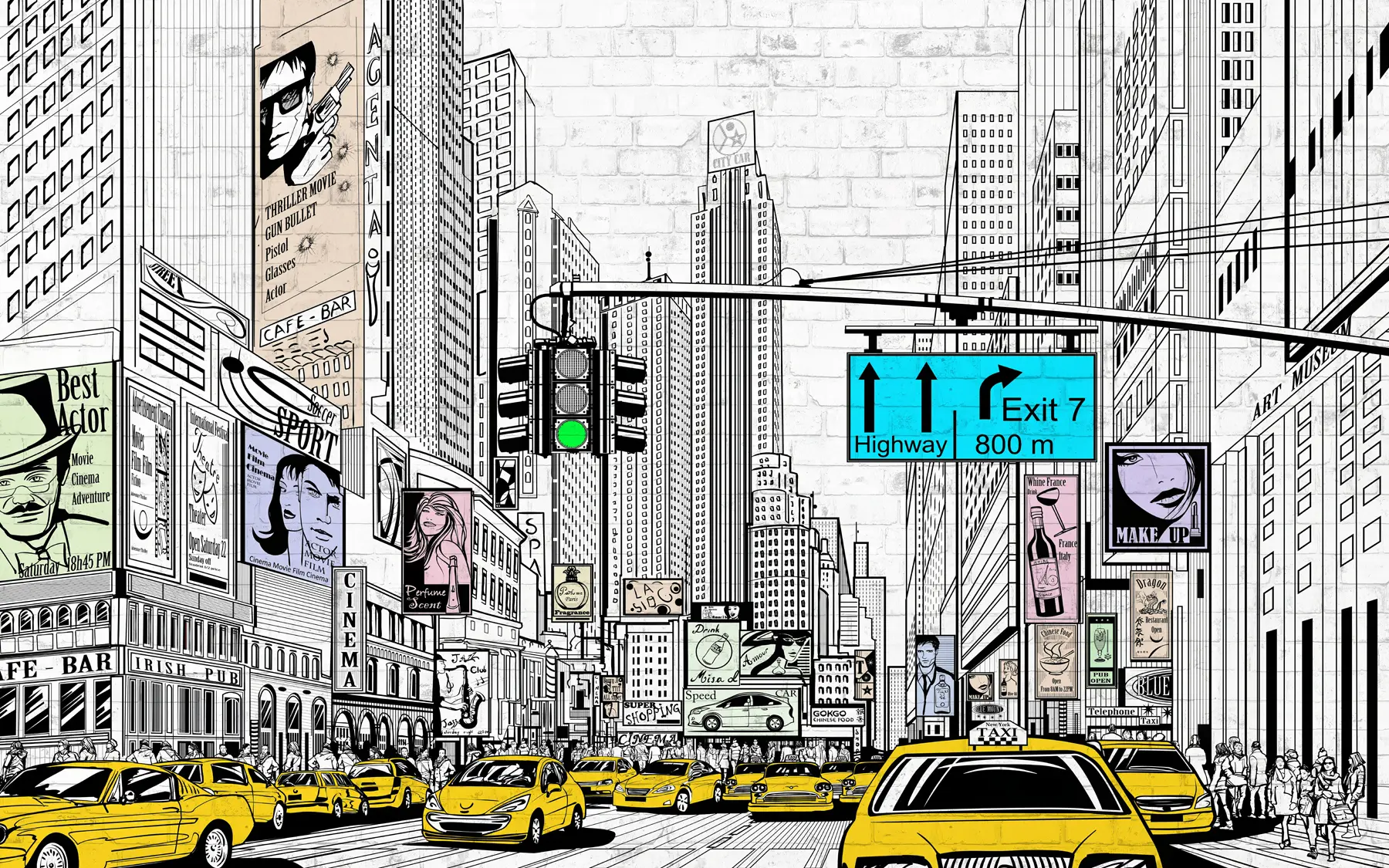 wall murals Megapolis in the Comic style u21095