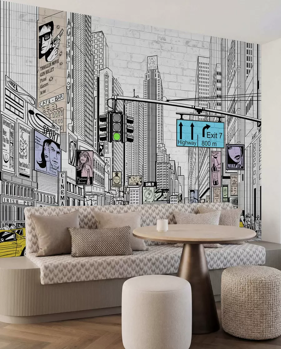 wall murals Megapolis in the Comic style u21095
