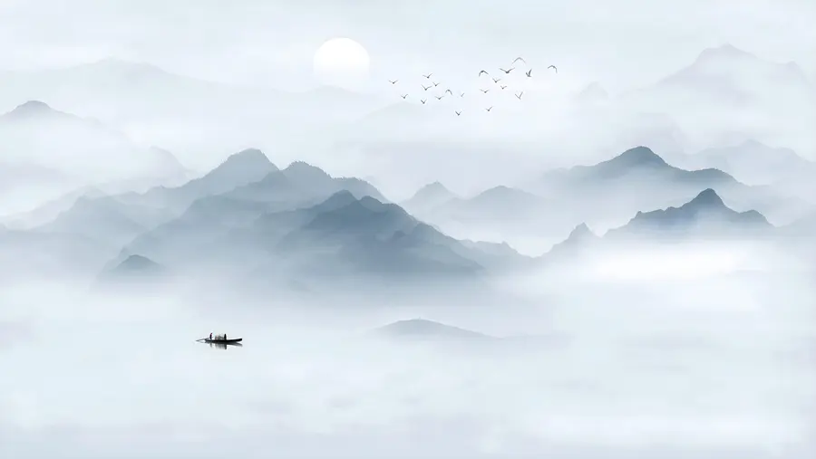 wall murals Mountains in the fog u23971