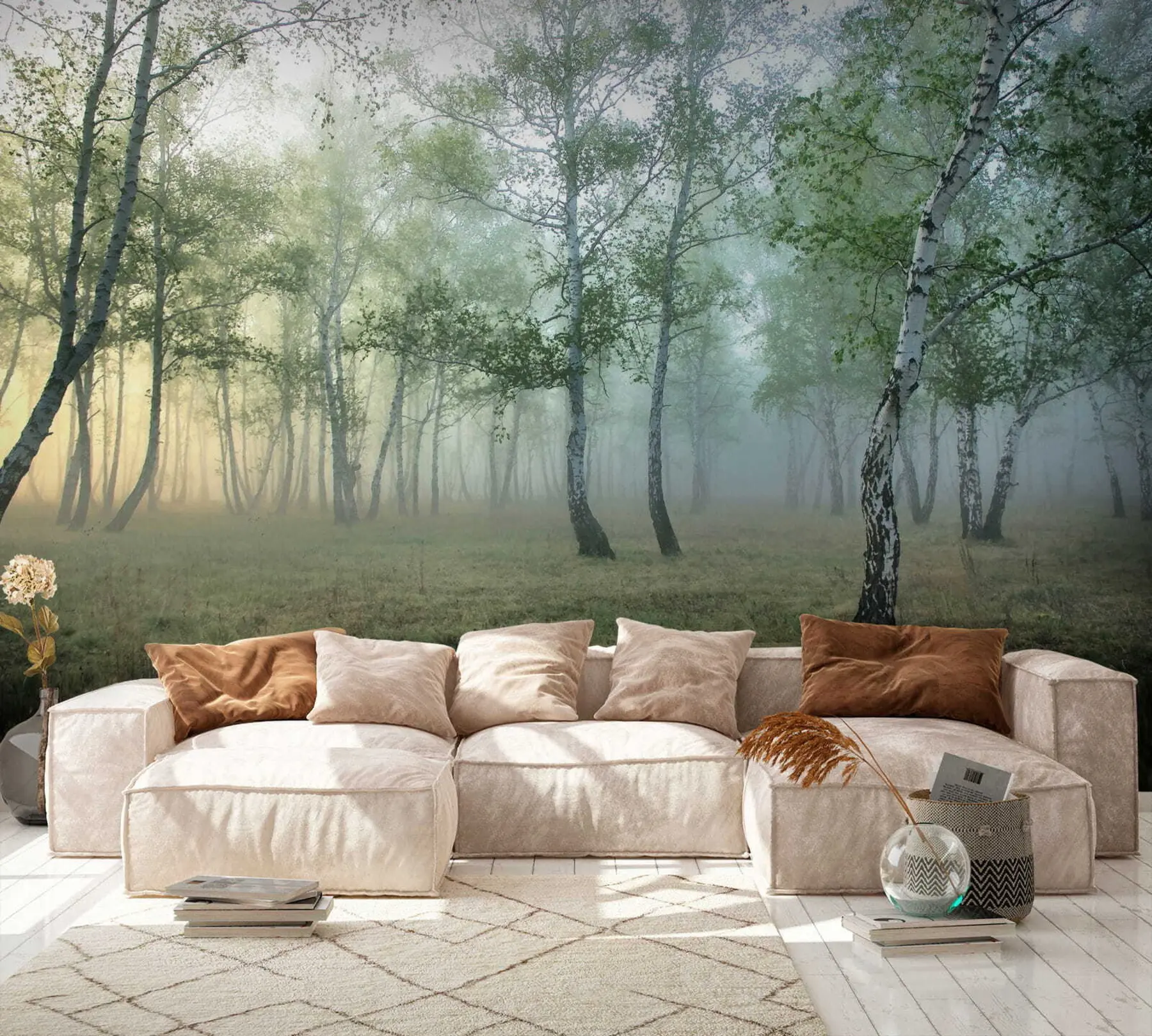 wall murals Fog Birch Forest u25820