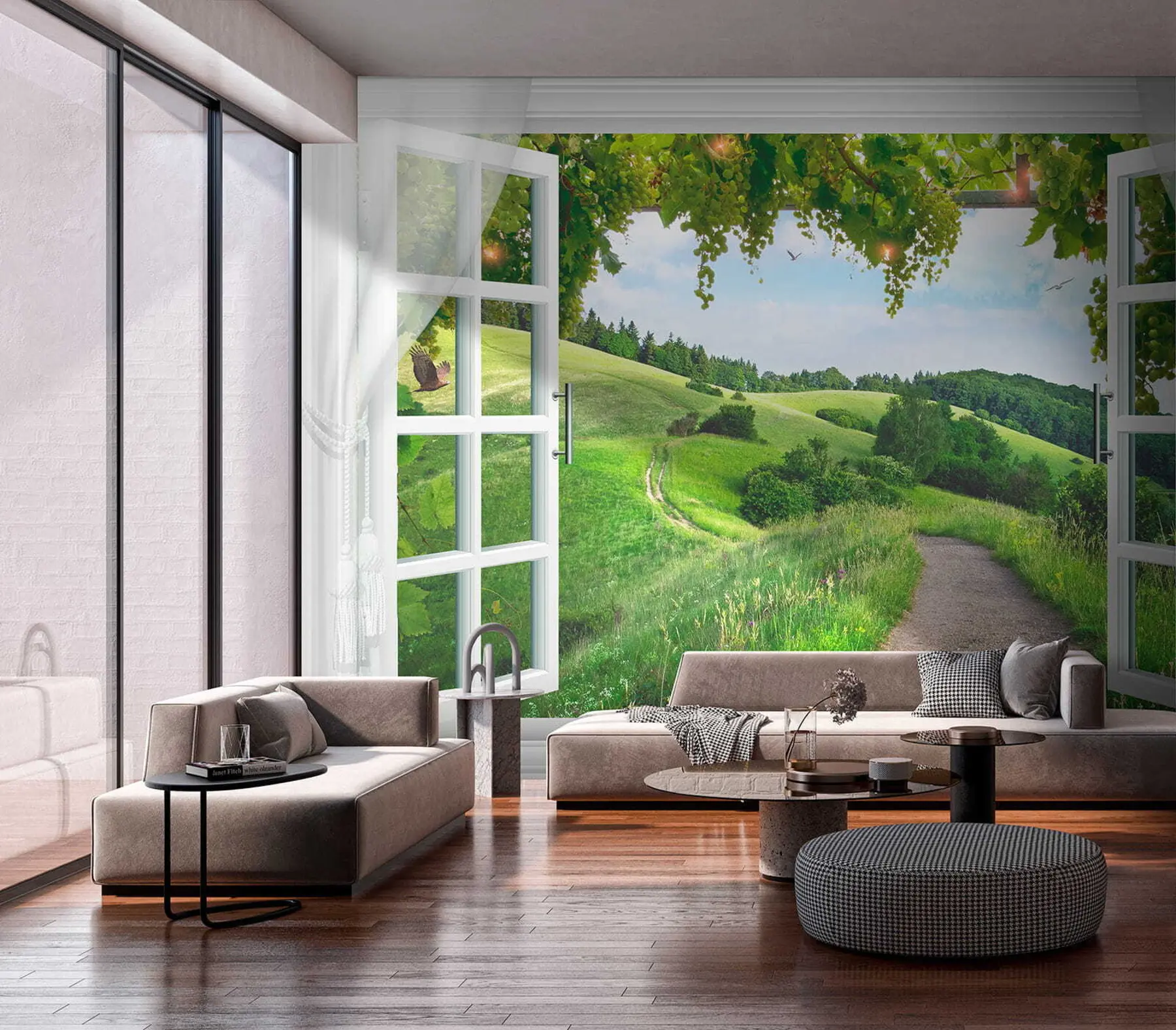 wall murals View from the window to the clearing u28196