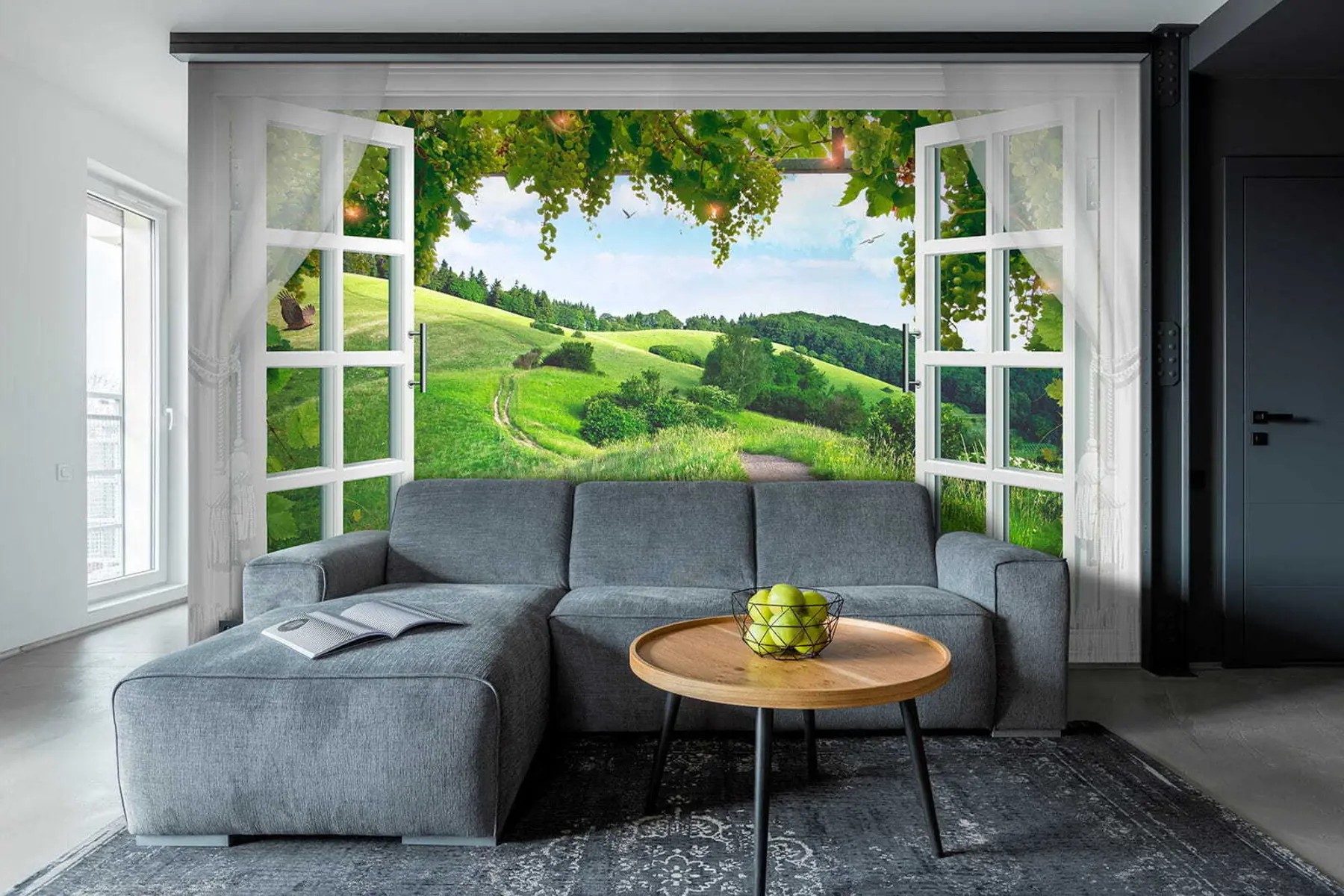 wall murals View from the window to the clearing u28196