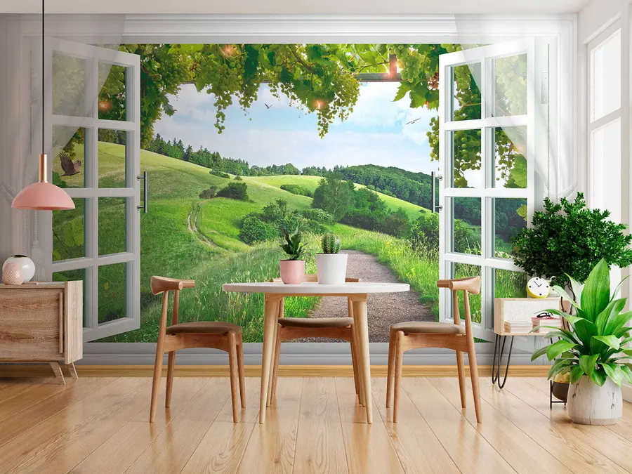 wall murals View from the window to the clearing u28196