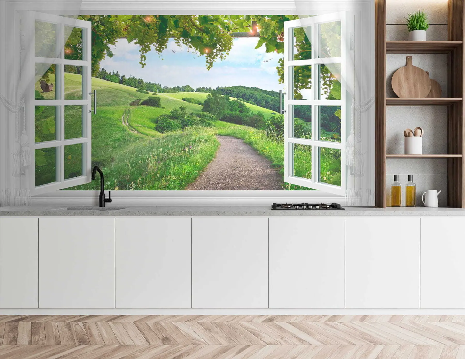 wall murals View from the window to the clearing u28196