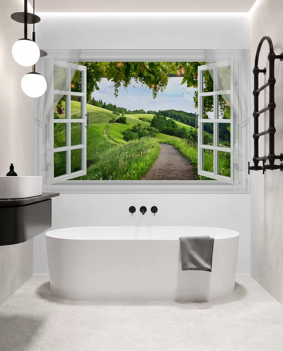 wall murals View from the window to the clearing u28196