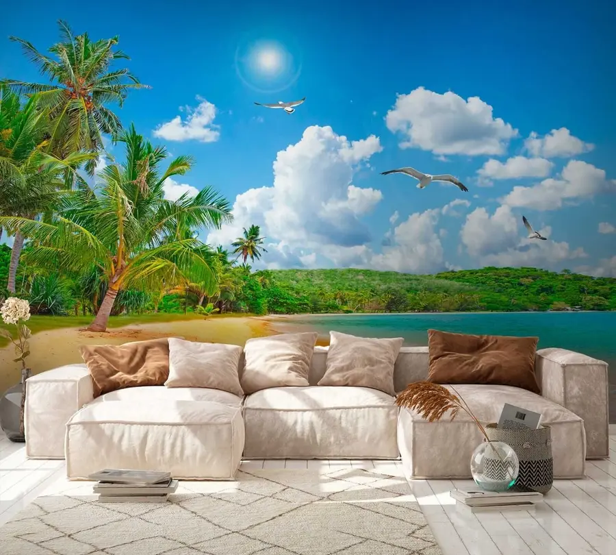 wall murals Palm trees on the shore u31410