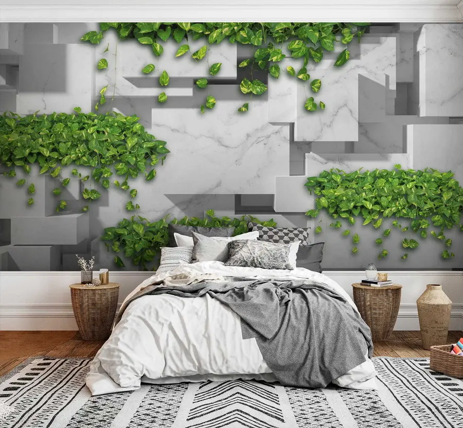 wall murals 3d panels and plants u34395