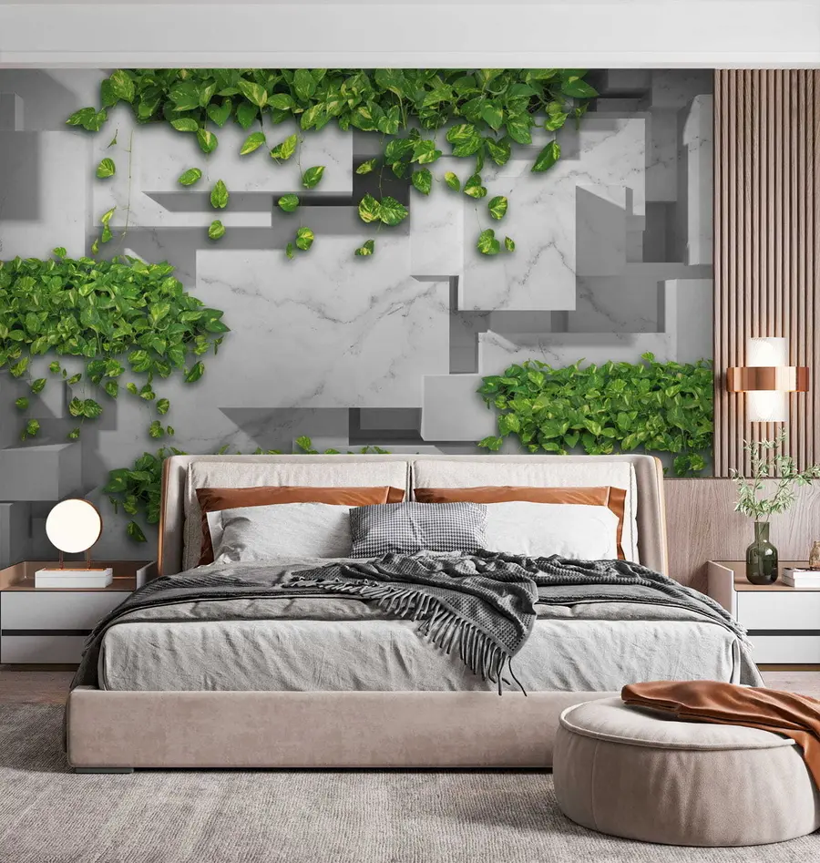 wall murals 3d panels and plants u34395