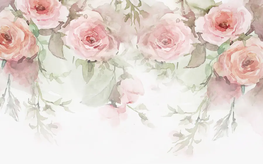 wall murals Pink watercolor roses u34659
