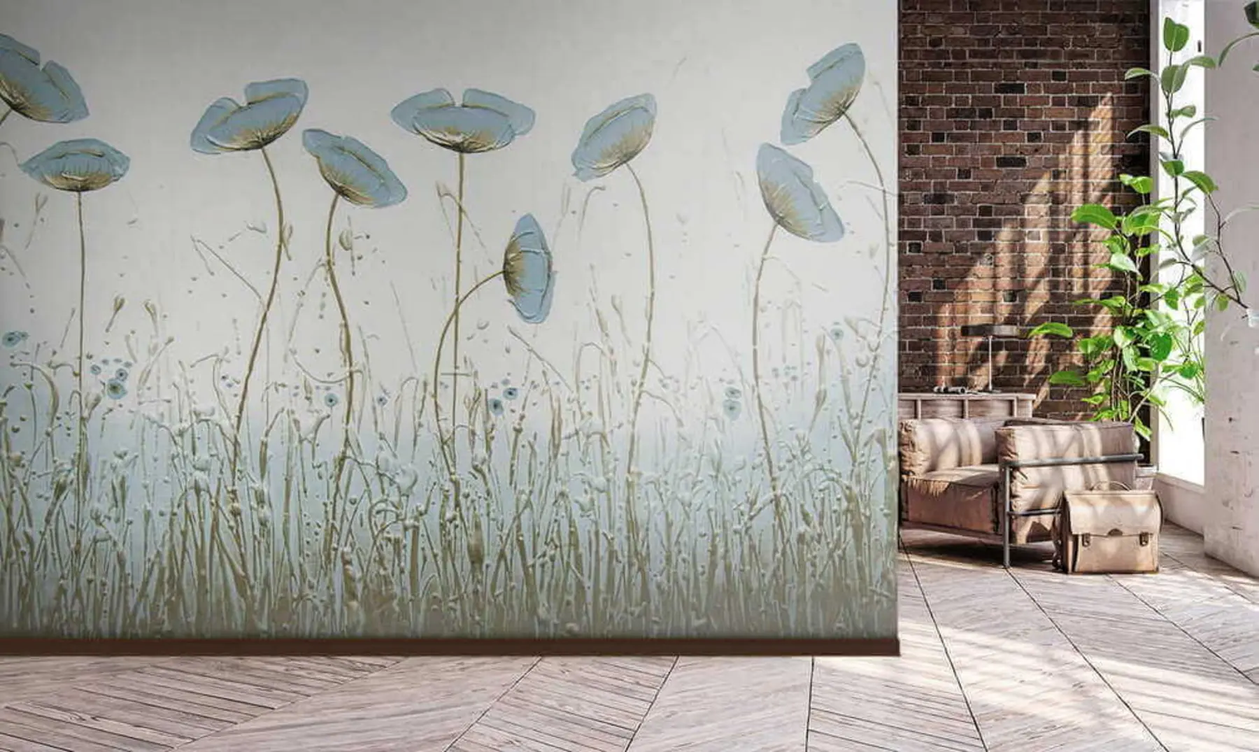 wall murals Poppies. Oil paints u34867