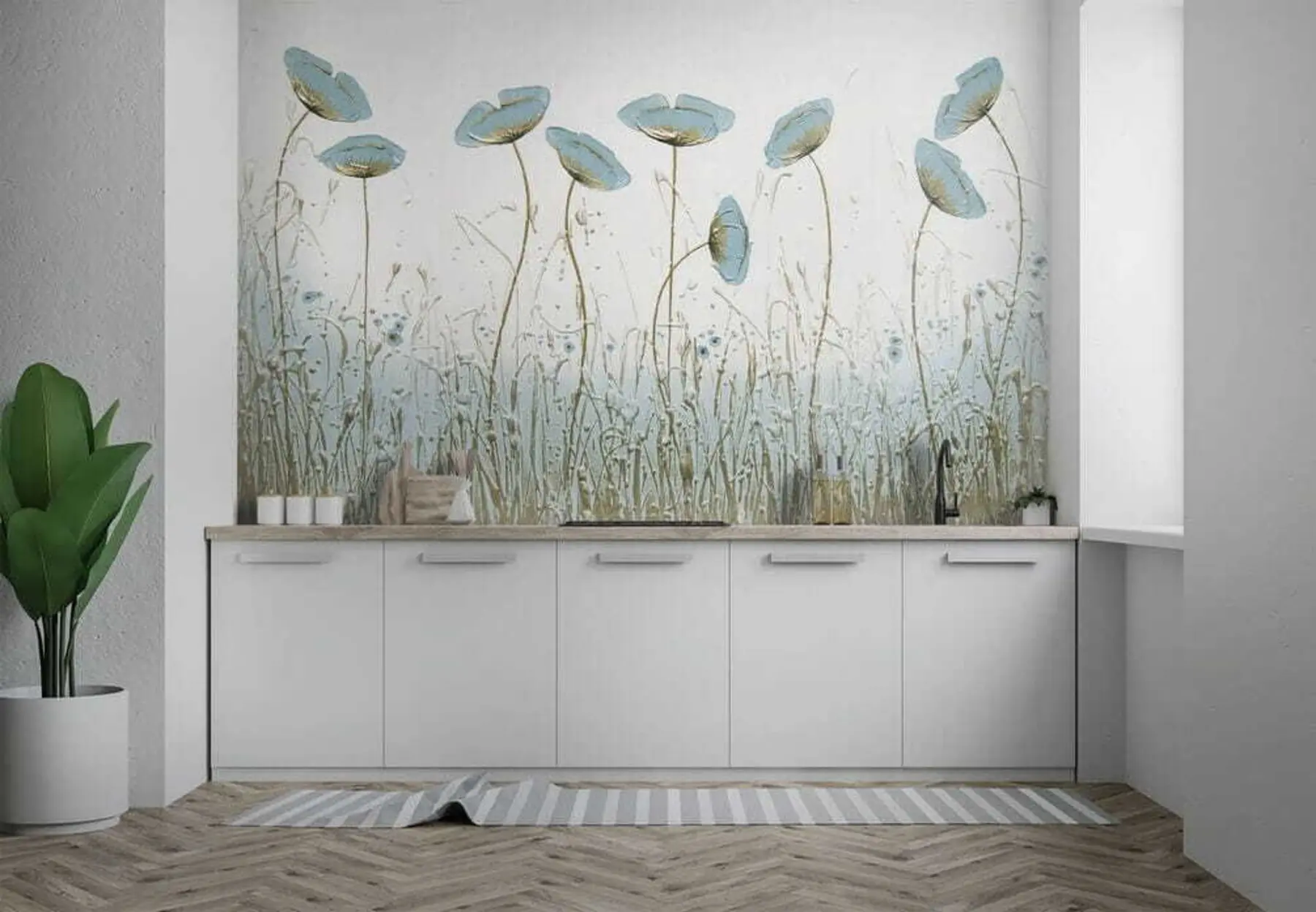 wall murals Poppies. Oil paints u34867