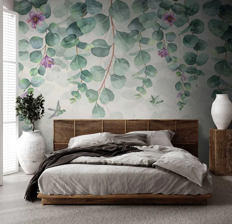 wall murals Hanging branches with flowers u36206