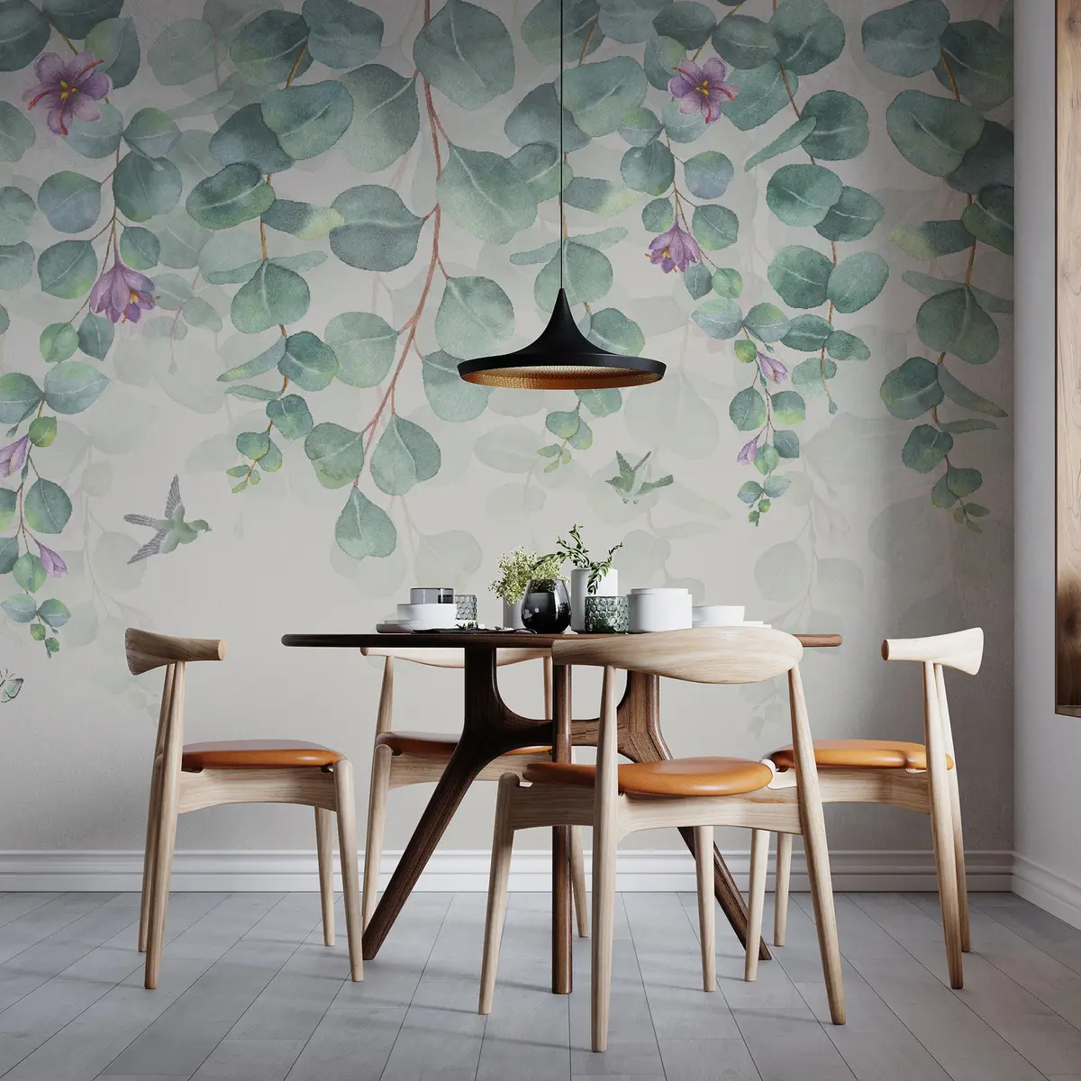 wall murals Hanging branches with flowers u36206