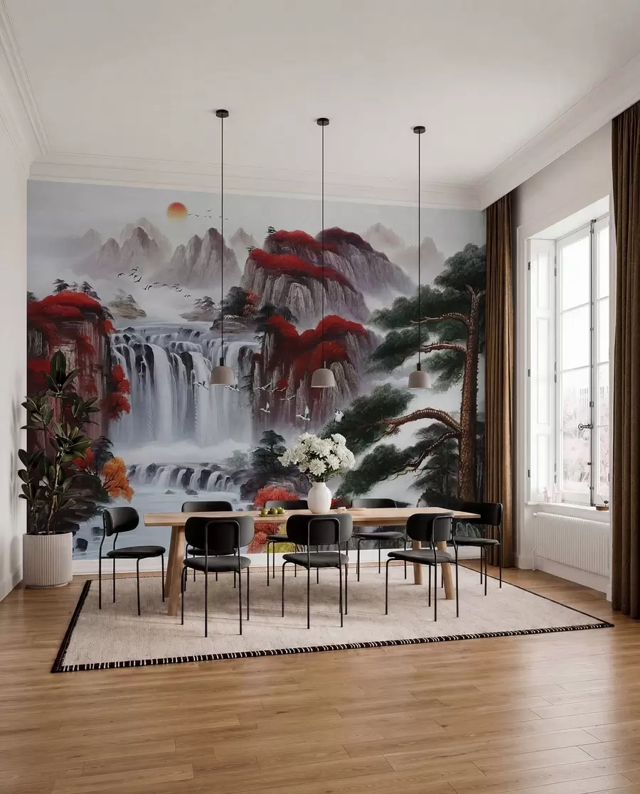 wall murals Japanese style waterfall u36222