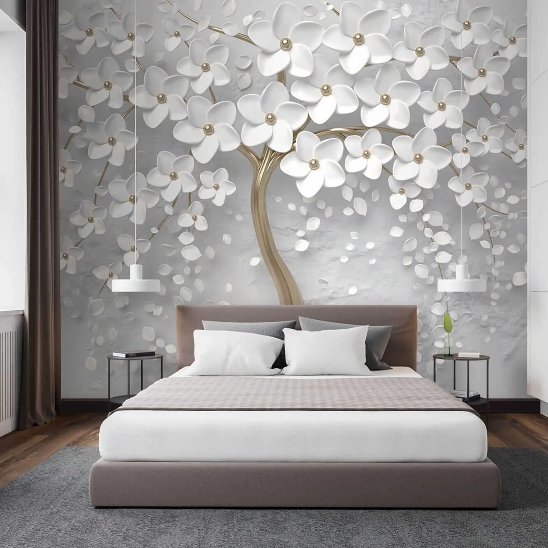 wall murals Flowering tree with large flowers u37065