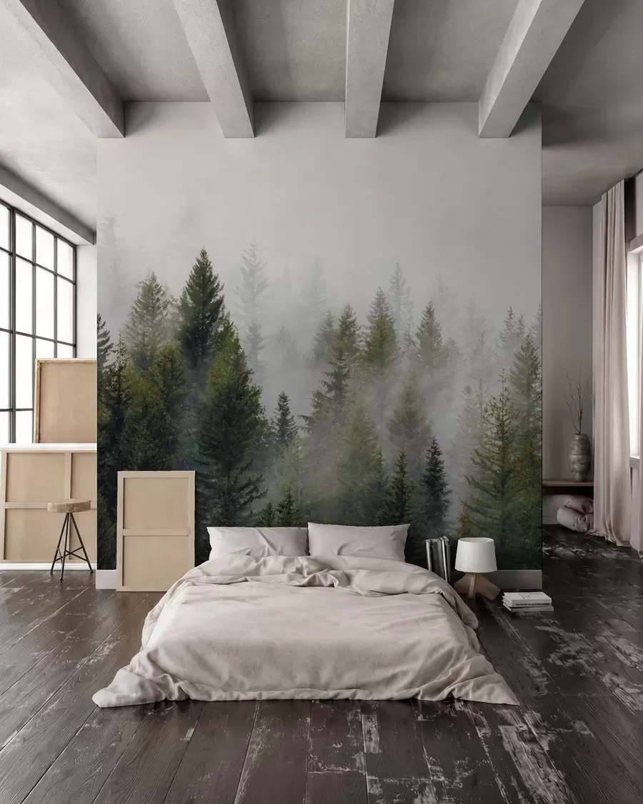 wall murals Forest in the fog u37073
