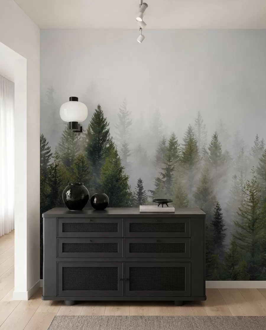wall murals Forest in the fog u37073