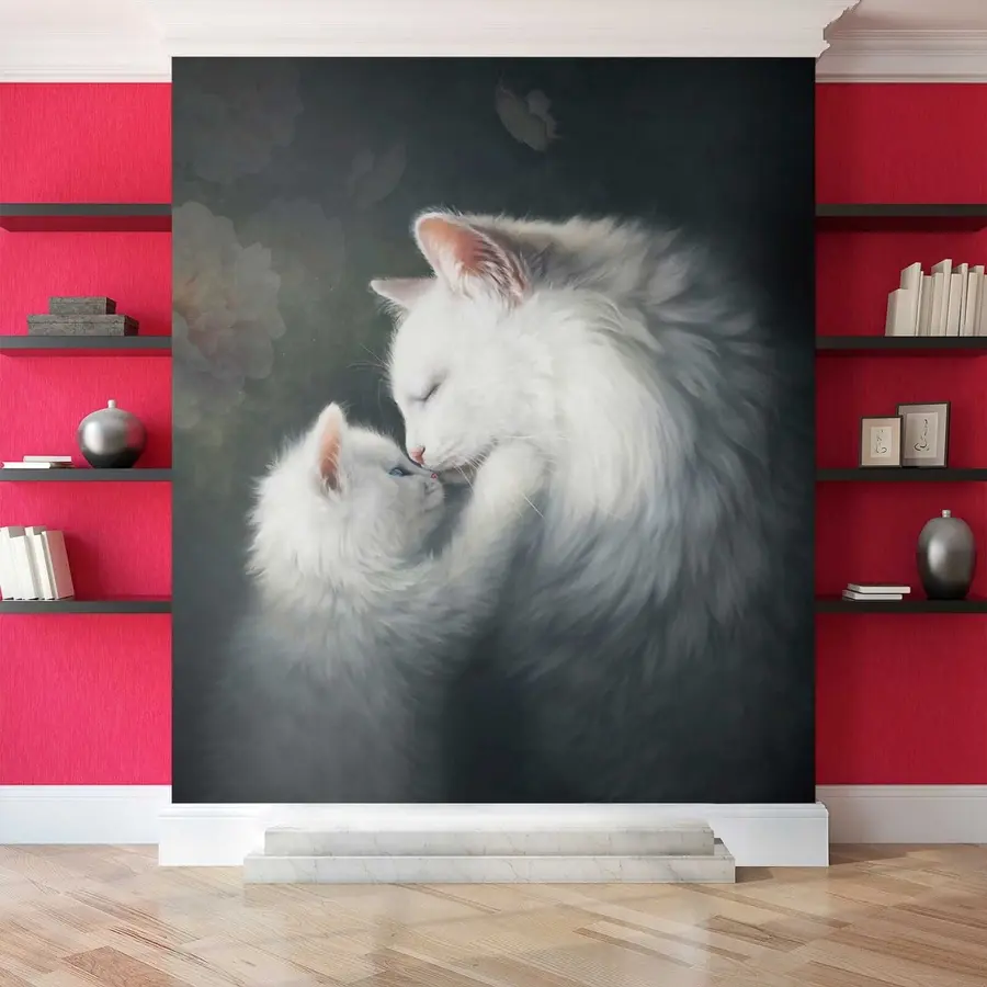 wall murals Mother cat and her kitten u38551