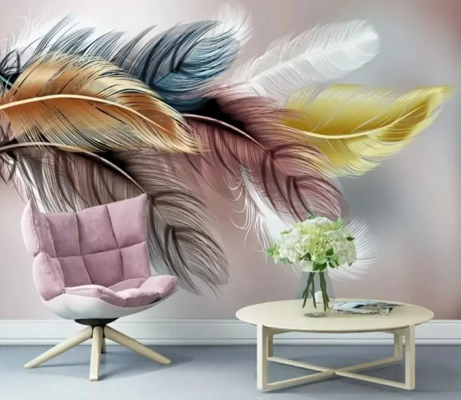 wall murals Colored feathers u41008