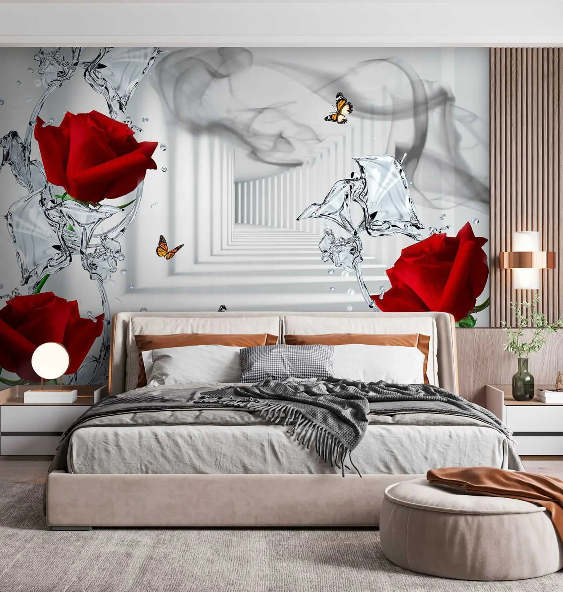 wall murals Red roses and water splash u41092