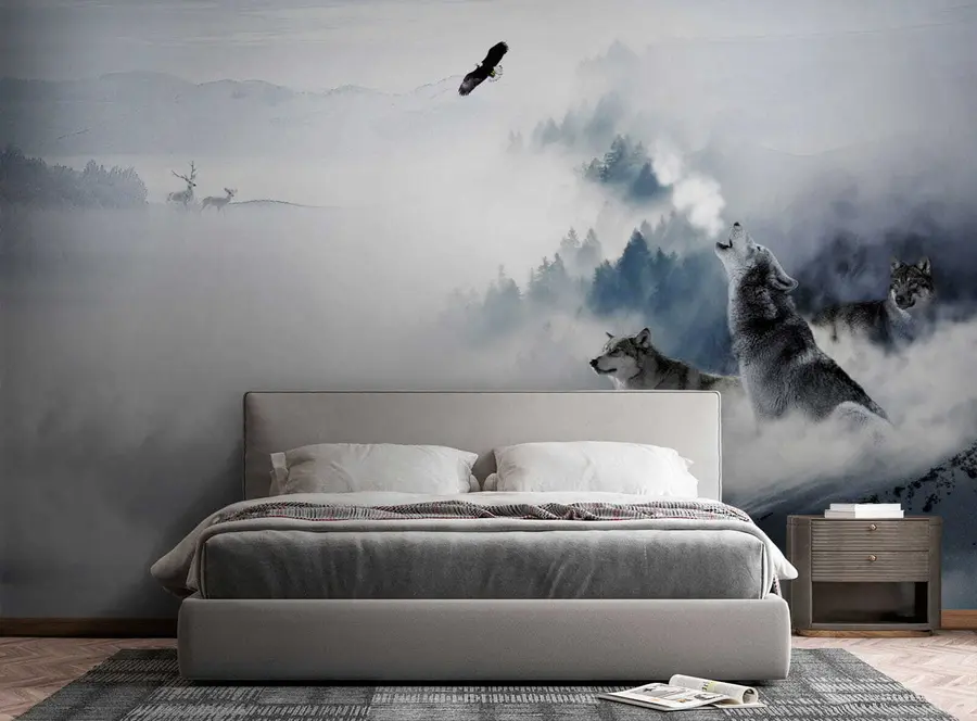 wall murals Wolves in the forest u42161