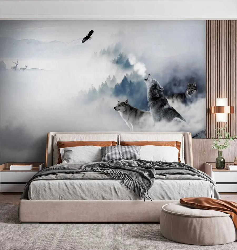 wall murals Wolves in the forest u42161
