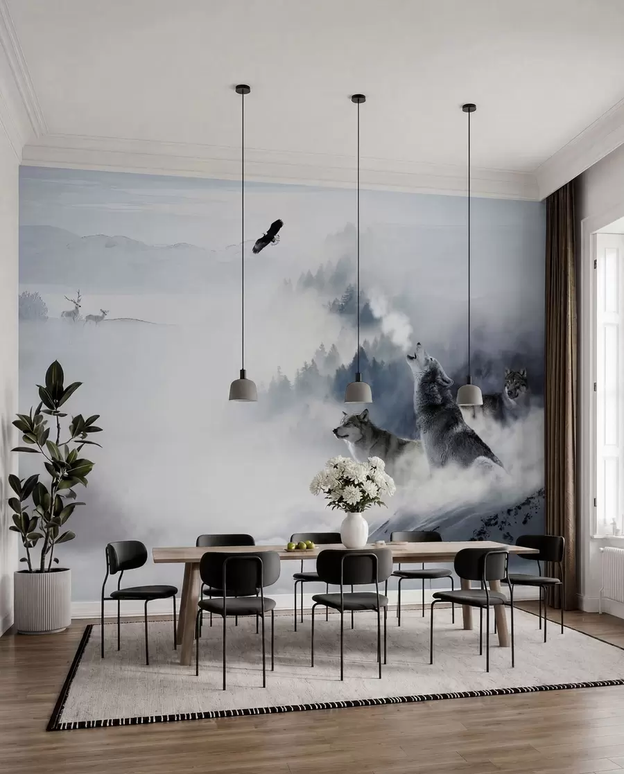 wall murals Wolves in the forest u42161