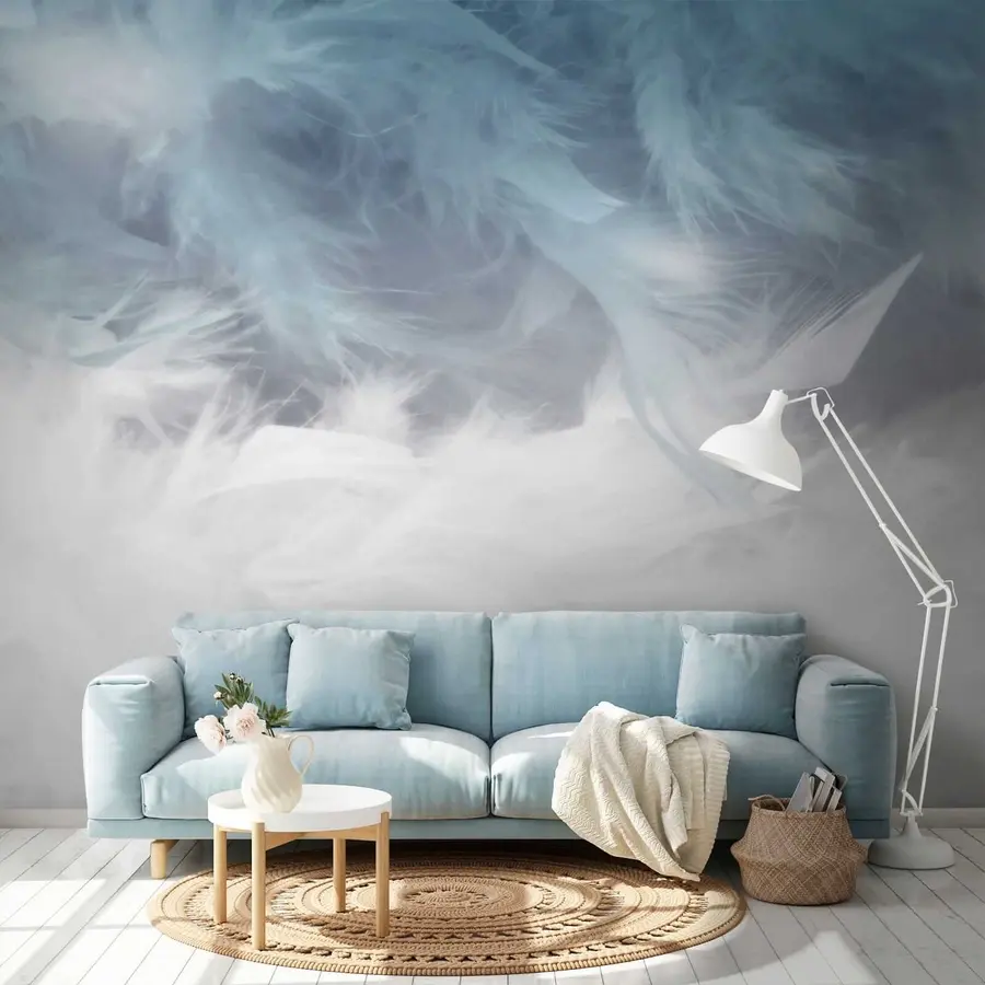 wall murals Blue feathers u47764
