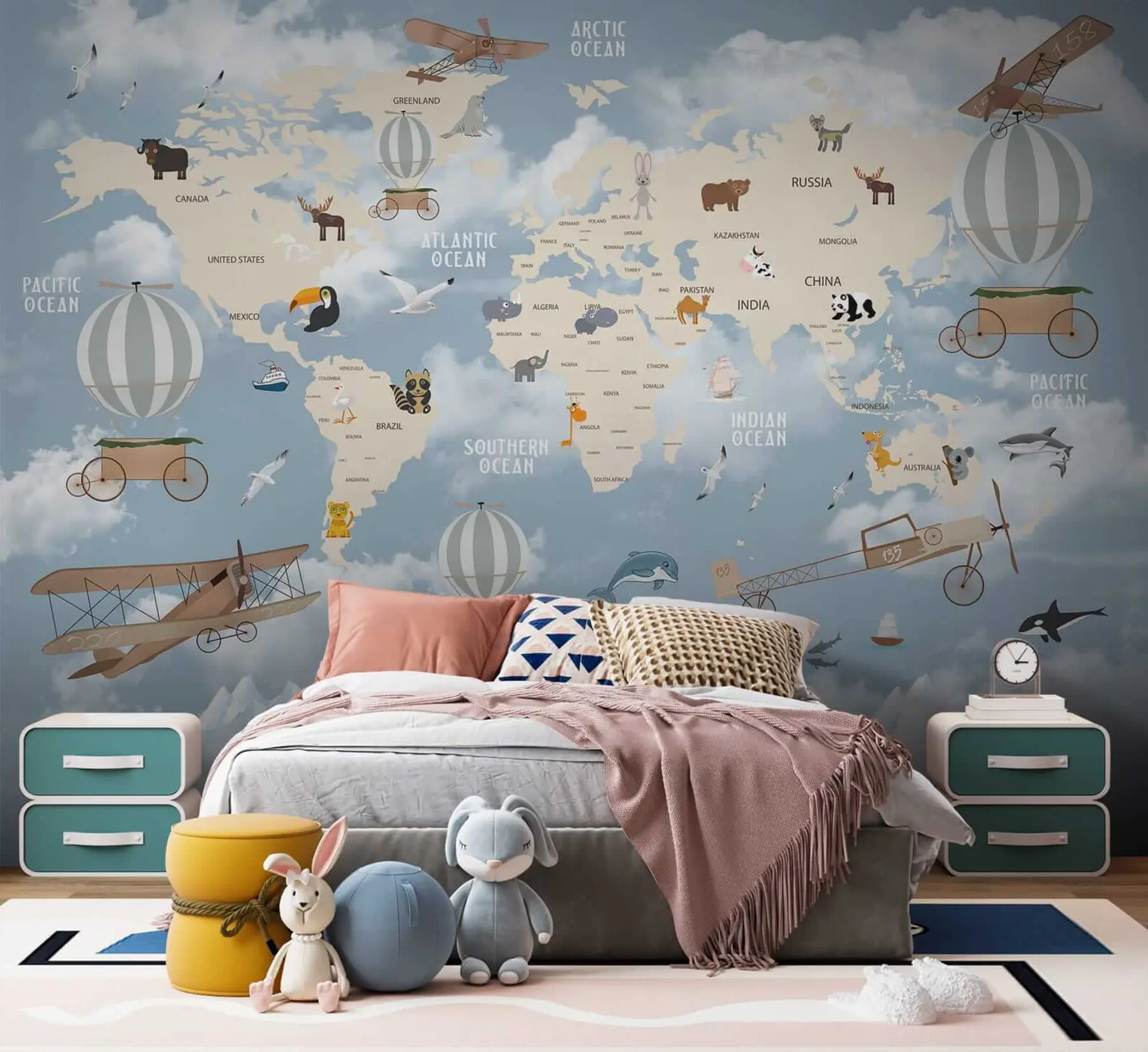 wall murals Ecoregion, world and cloud u48123