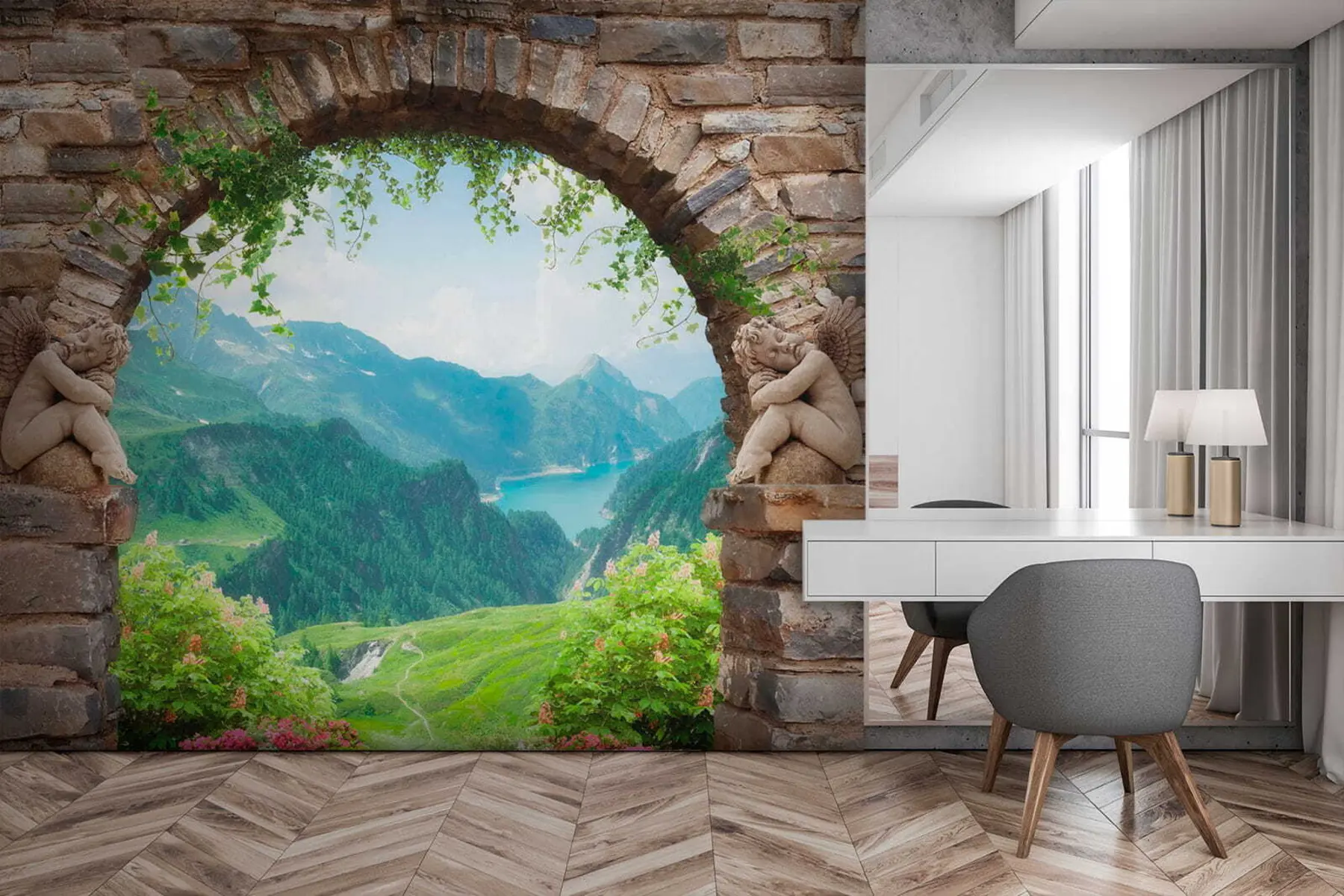 wall murals Arch with a view of the mountains u52506