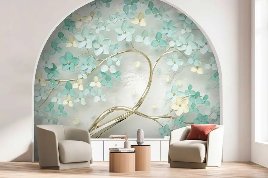 wall murals Tree with blue flowers u52550