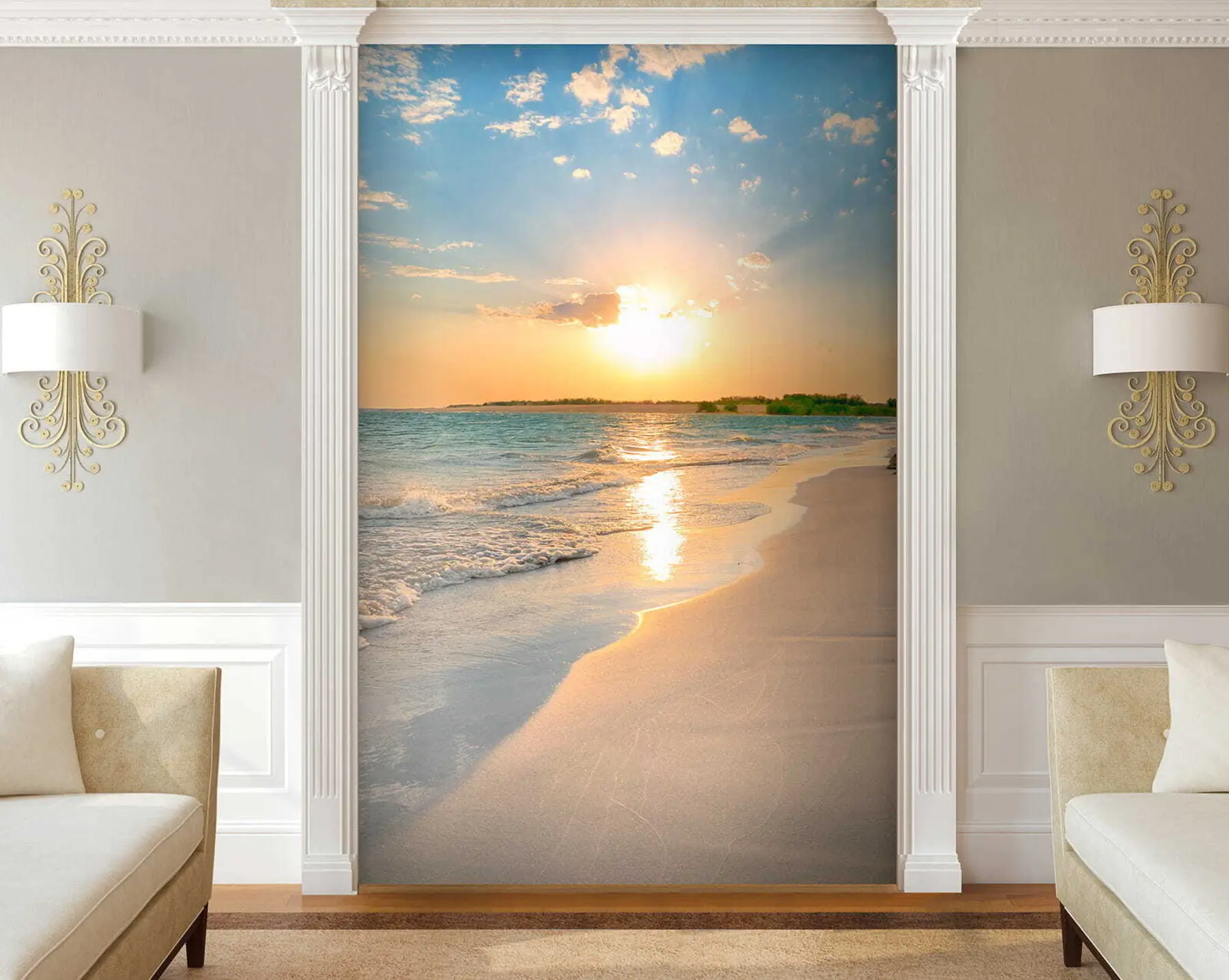 wall murals Sunset on the sea coast u53408