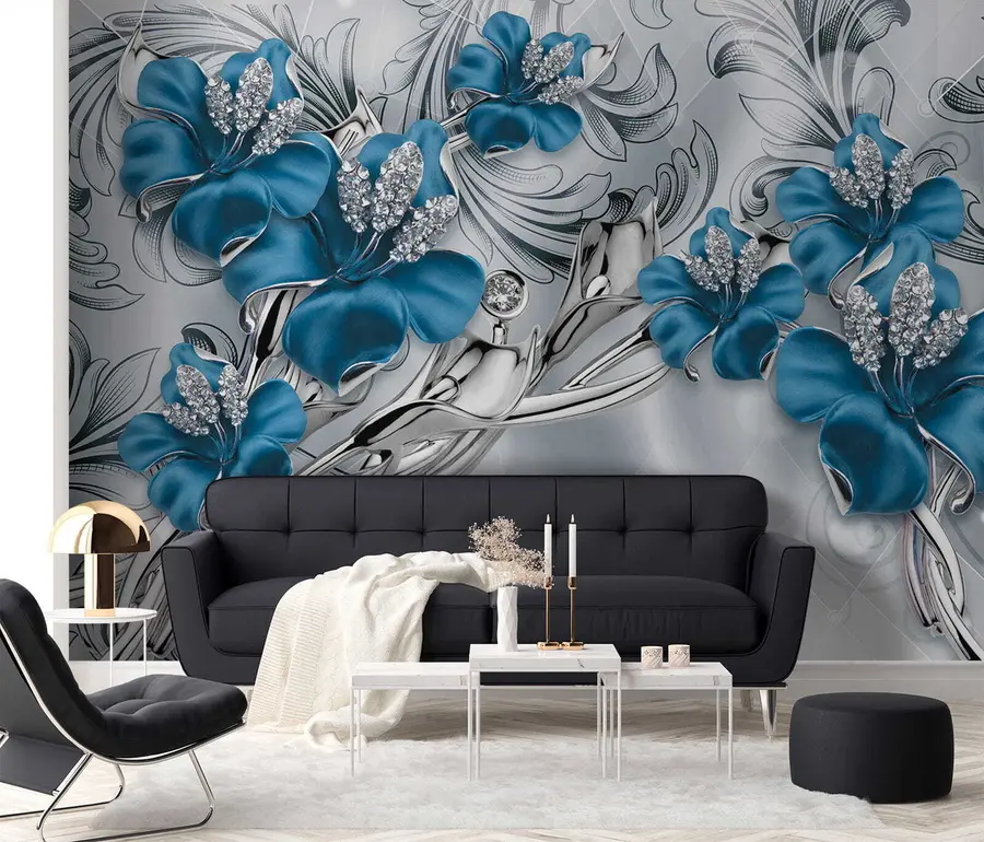 wall murals Azure flowers u60405