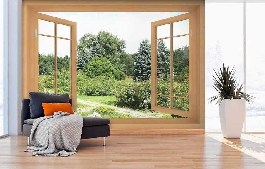 wall murals View from the window to the forest u60673