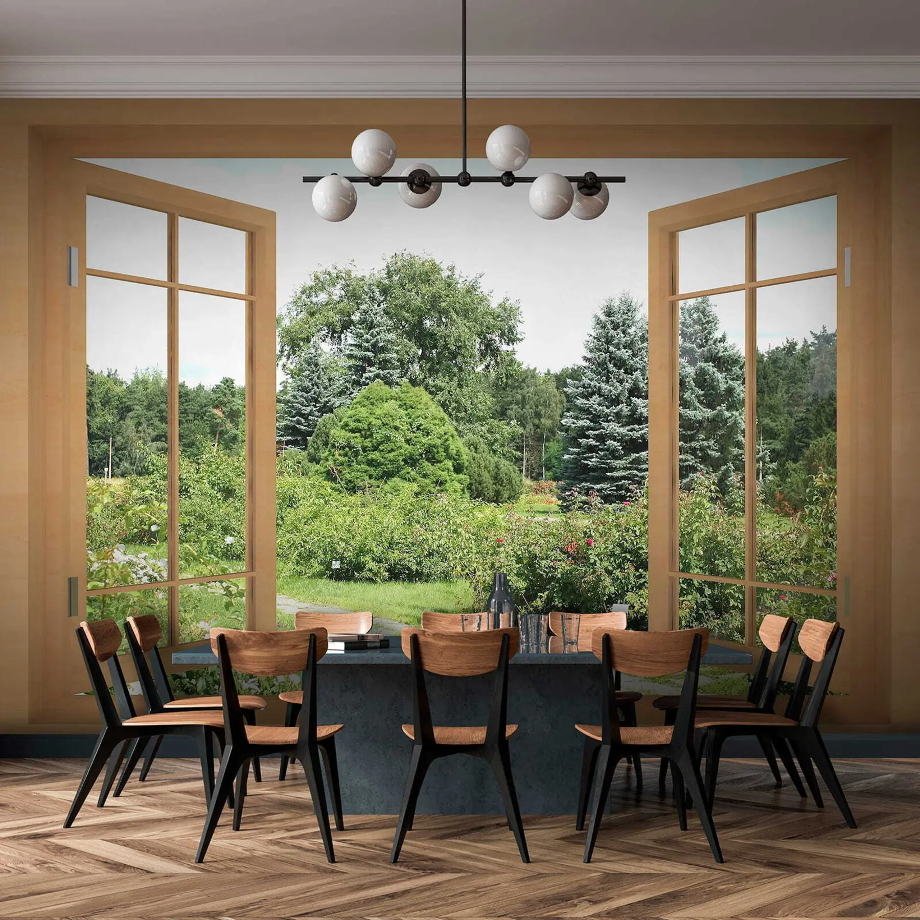 wall murals View from the window to the forest u60673